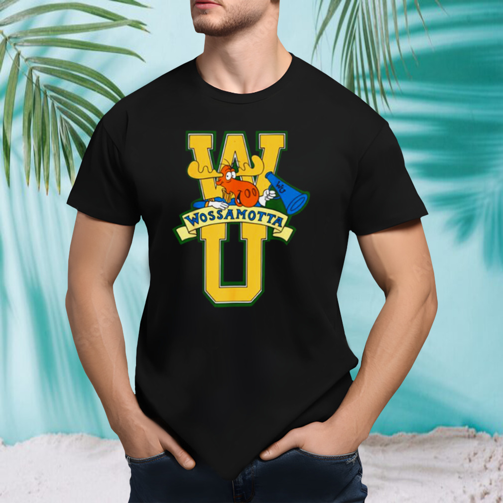 Rocky And Bullwinkle Wossamotta U Logo Yellow shirt