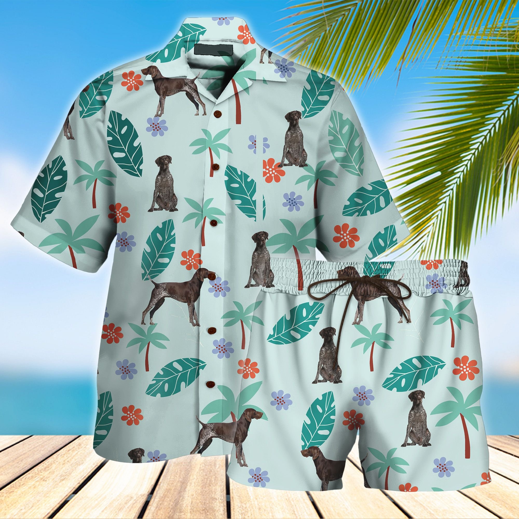 Top German Shorthaired Hawaiian Shirt