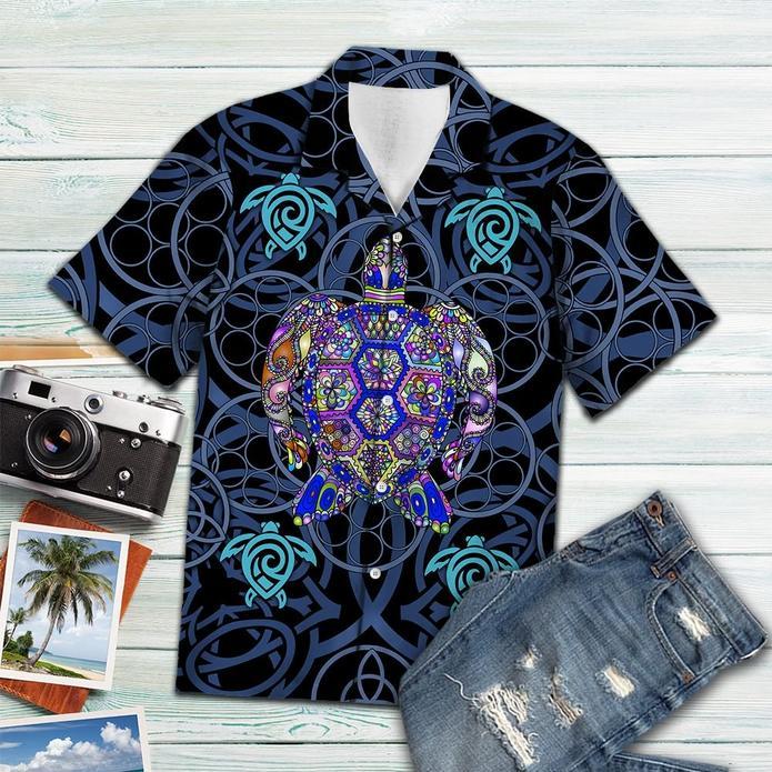 Turtle Blue Mandala Hawaiian Shirt