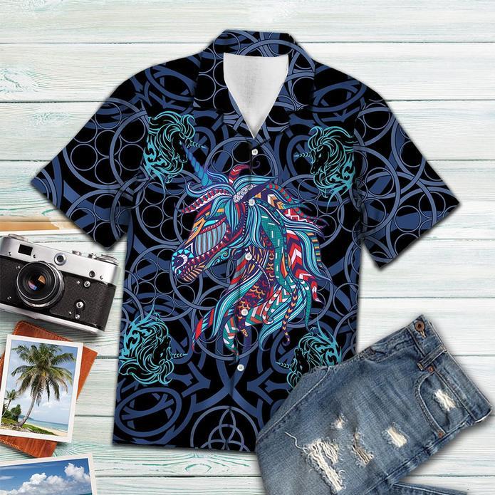 Unicorn Blue Mandala Hawaiian Shirt 1 Unicorn Blue Mandala Hawaiian Shirt