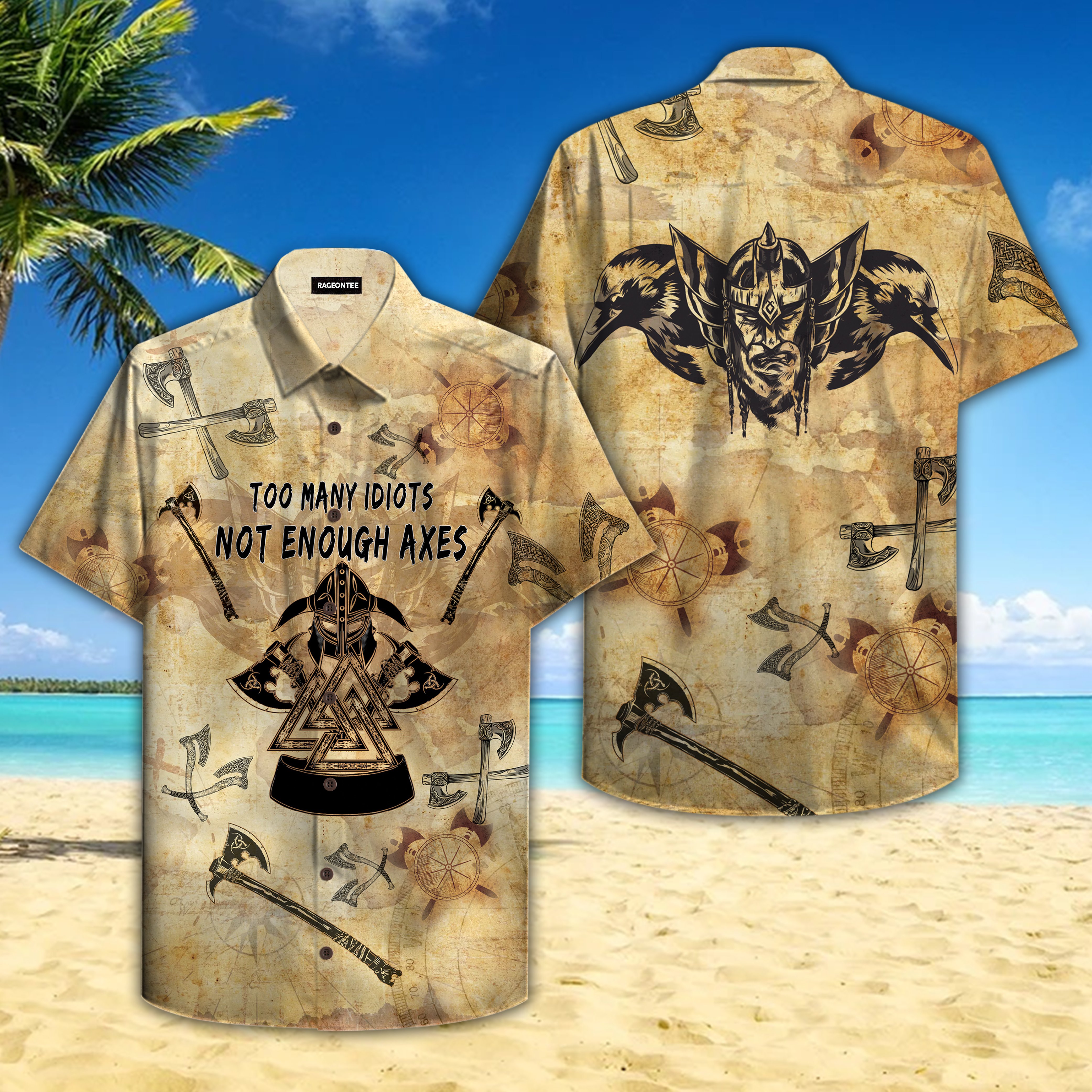 Viking Too Many Idiots Not Enough Axes Hawaiian Shirt