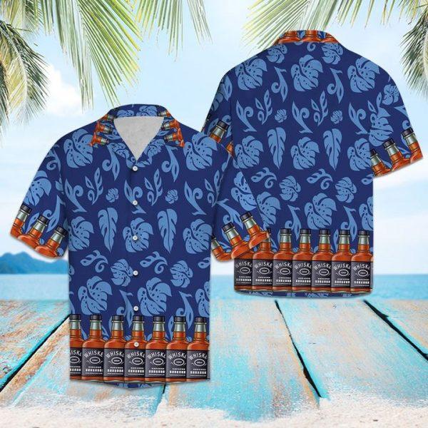 Whisky Palm Leaves Hawaiian Shirt