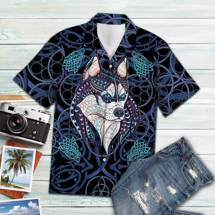 Wolf Blue Mandala Hawaiian Shirt
