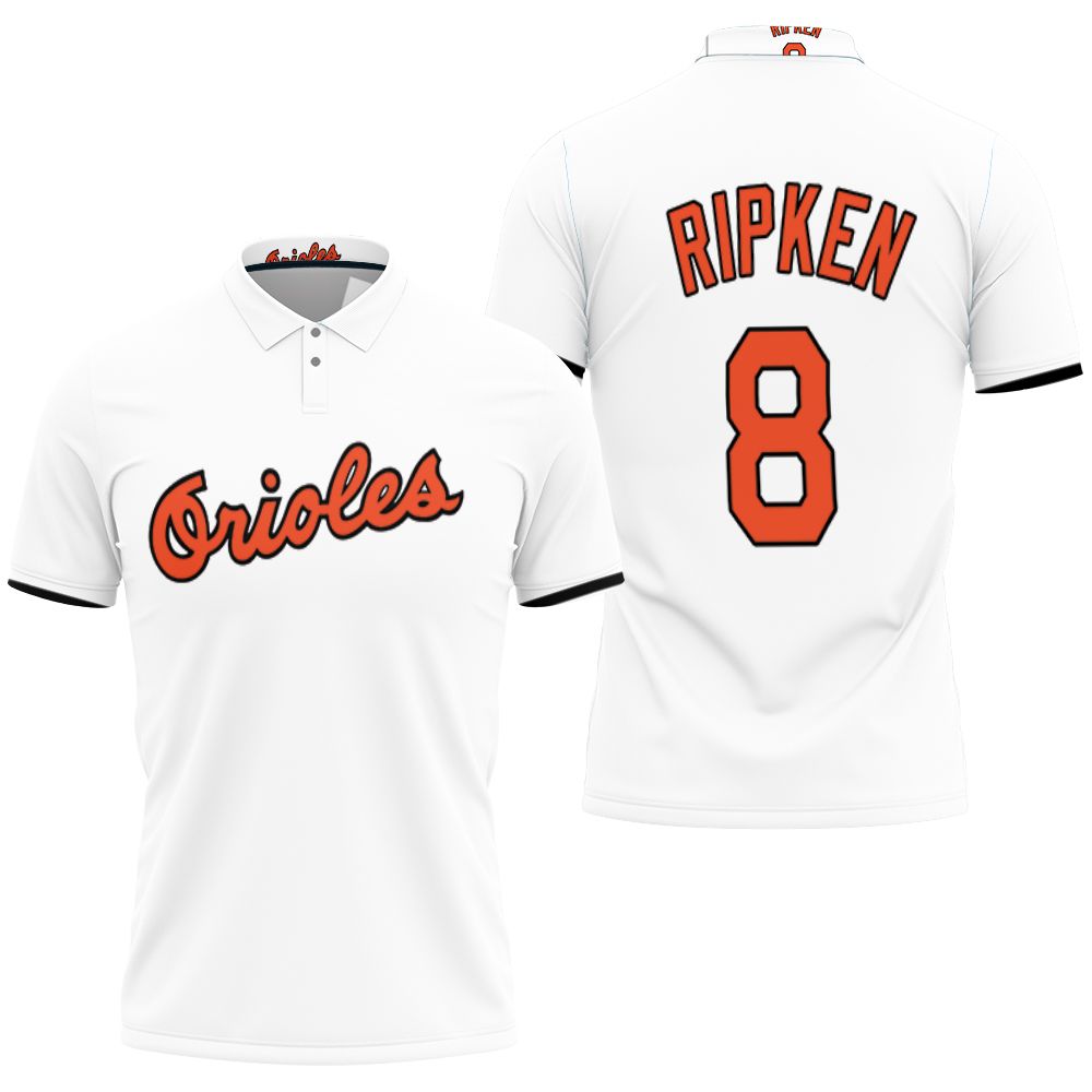 Art Baltimore Orioles Cal Ripken Jr #8 Mlb Mitchell Ness 1985 Cooperstown Collection Mesh White 2019 Polo Shirt