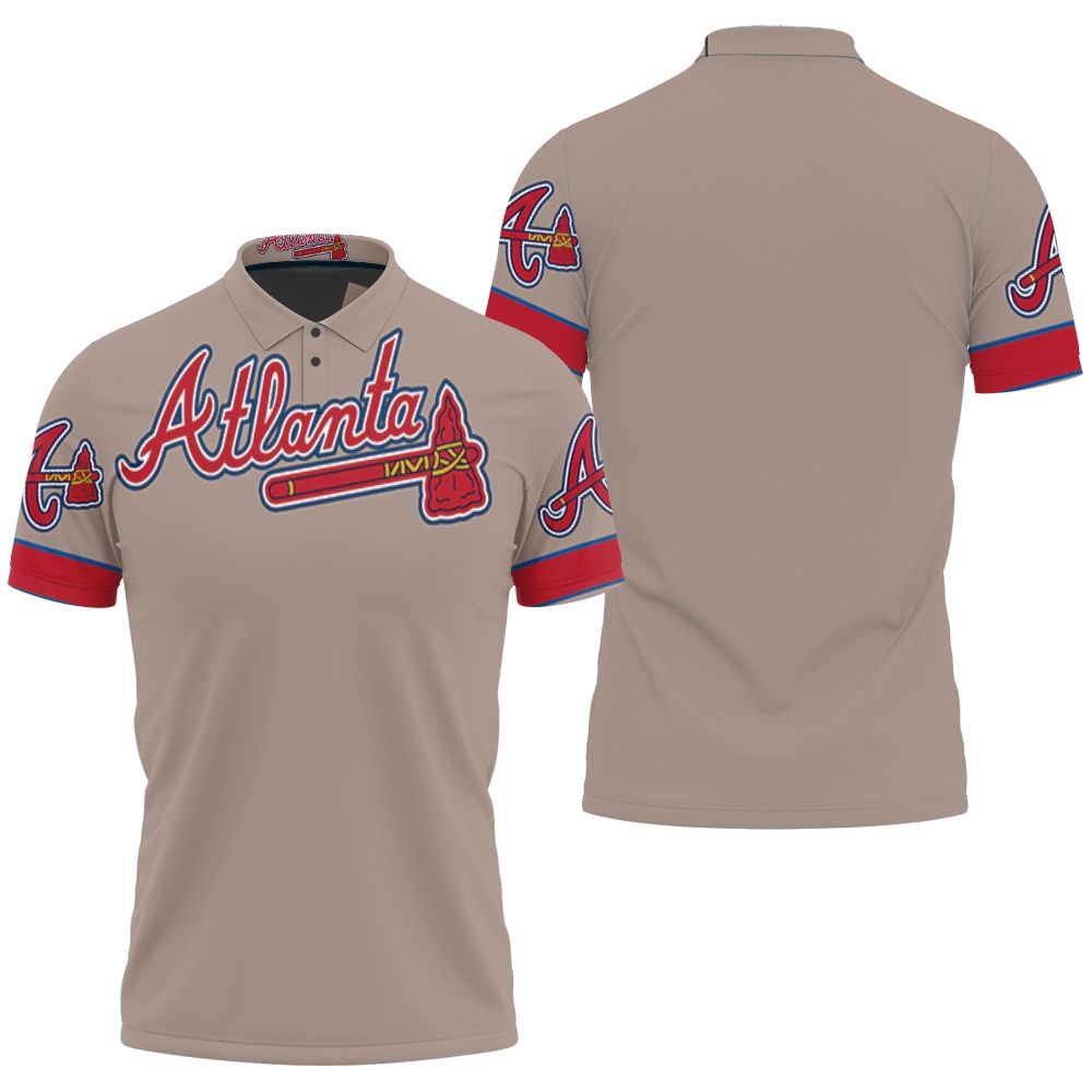 Atlanta Braves Mlb Grey Jersey Inspired Style 3D All Over Print Polo Shirt