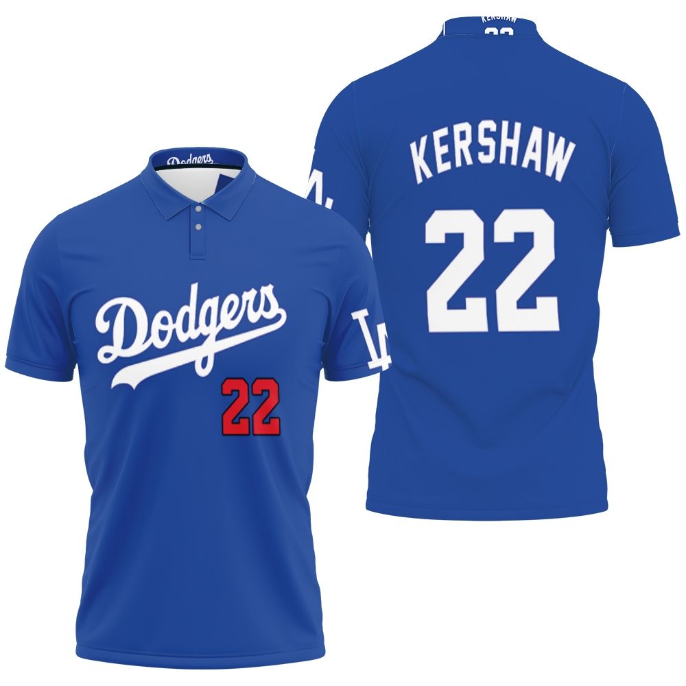 Los Angeles Dodgers Clayton Kershaw 22 2020 Mlb Navy Blue Jersey Inspired 3D All Over Print Polo Shirt