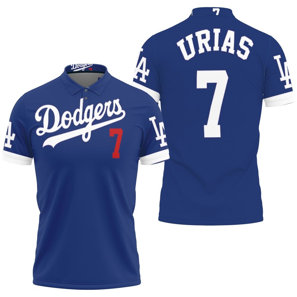 Los Angeles Dodgers Julio Urias 7 2020 Mlb Blue Jersey Inspired Style 3D All Over Print Polo Shirt