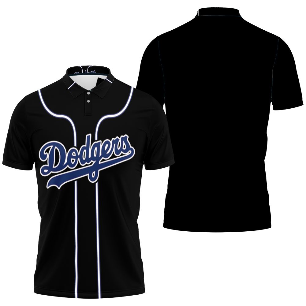 Majestic Los Angeles Dodgers Blank Mlb Player Black Jersey Inspired Style Polo Shirt