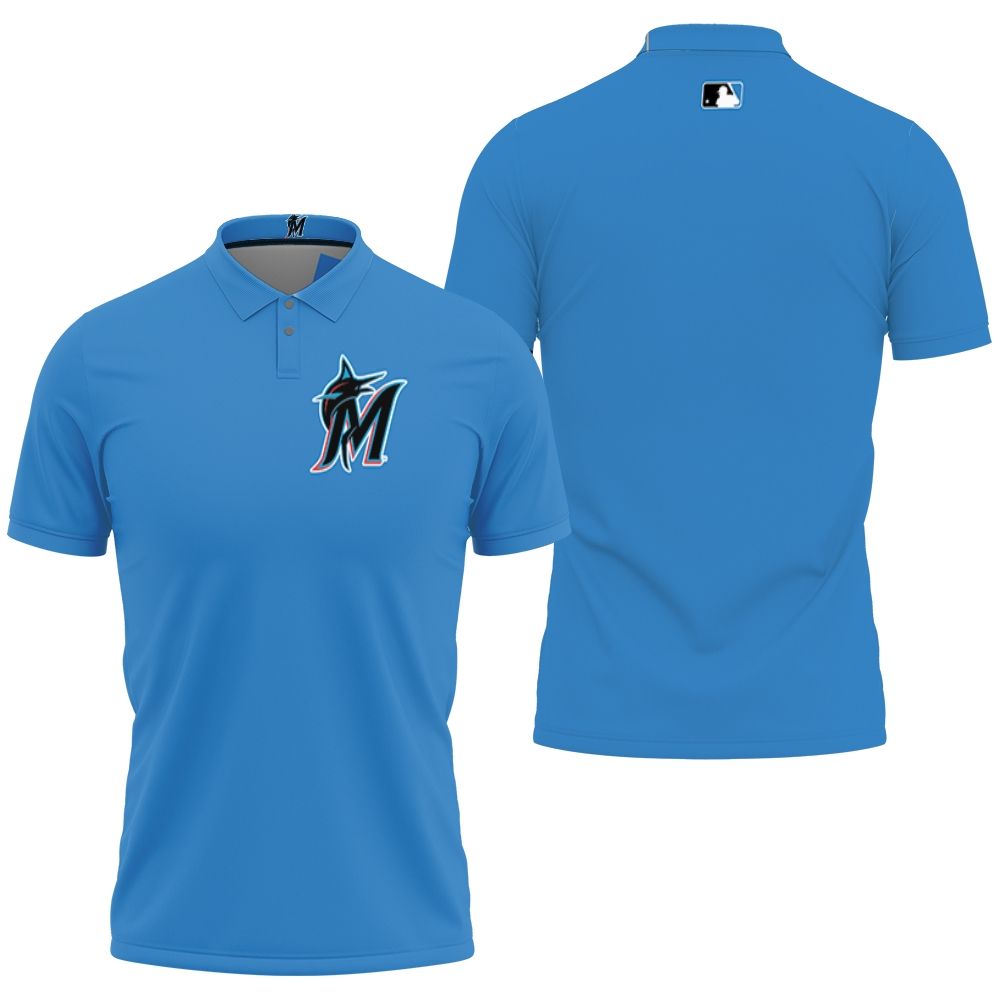 Miami Marlins Alternate Team Blue Thunder Jersey Inspired Style 3D All Over Print Polo Shirt