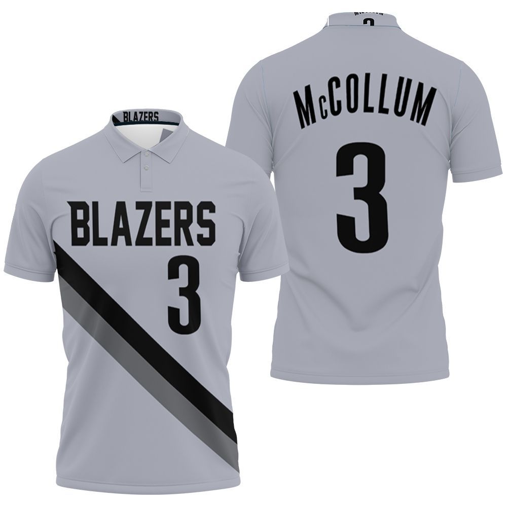 Blazers Cj Mccollum 2020-21 Earned Edition Gray Jersey Inspired 3D All Over Print Polo Shirt