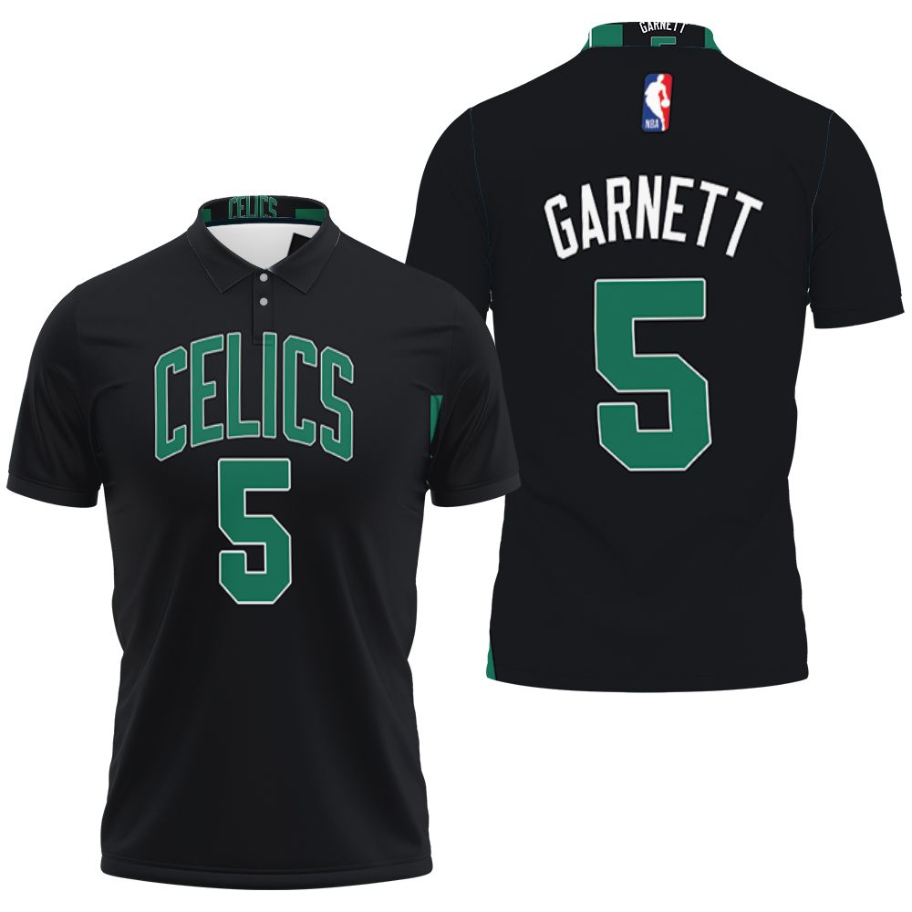 Boston Celtics Kevin Garnett #5 Nba Great Player Black Statement Edition 2019  Polo Shirt