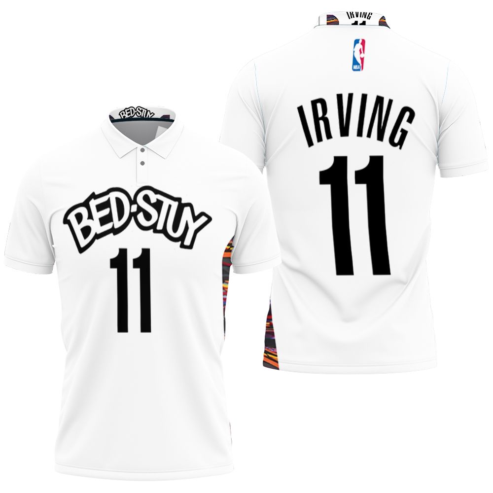 Brooklyn Nets Bed-study Kyrie Irving #11 Nba Basketball 2020 City Edition New Arrival White  Polo Shirt