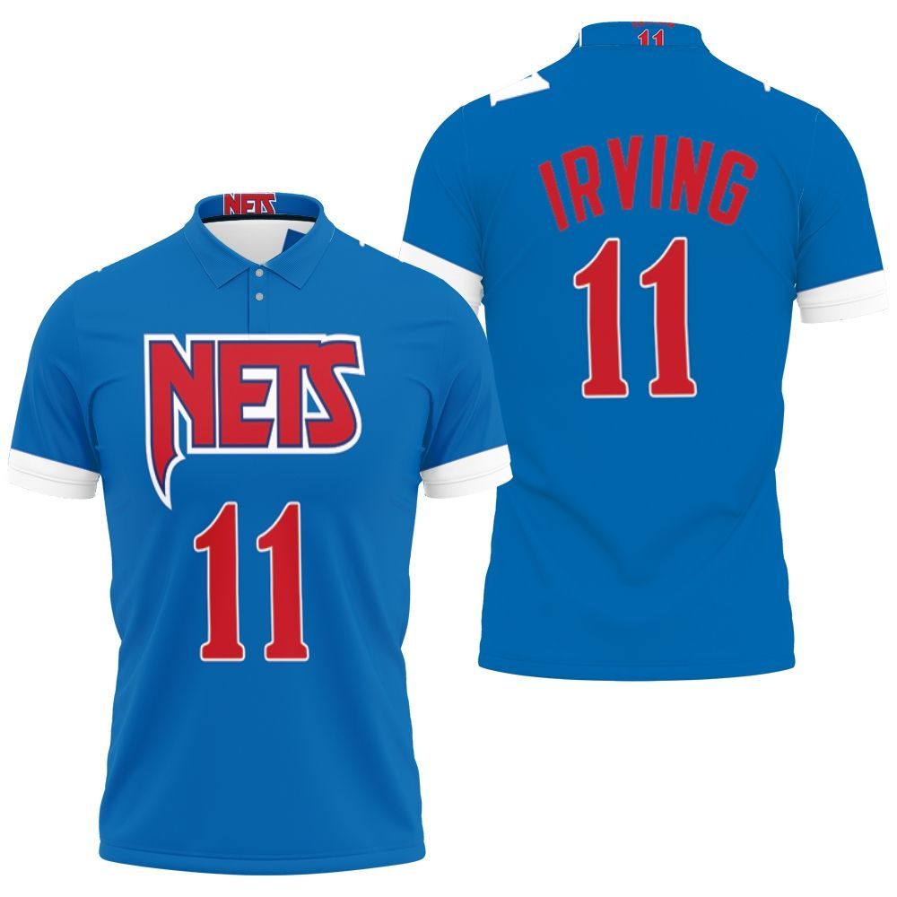 Brooklyn Nets Kyrie Irving 11 2020 Nba Blue Jersey 3D All Over Print Polo Shirt