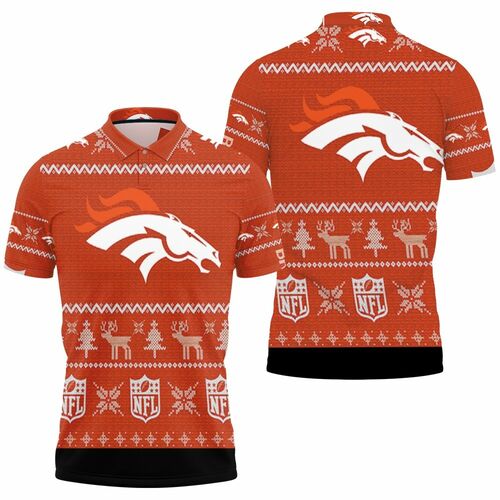 Denver Broncos Nfl Ugly Christmas 3D All Over Print Polo Shirt
