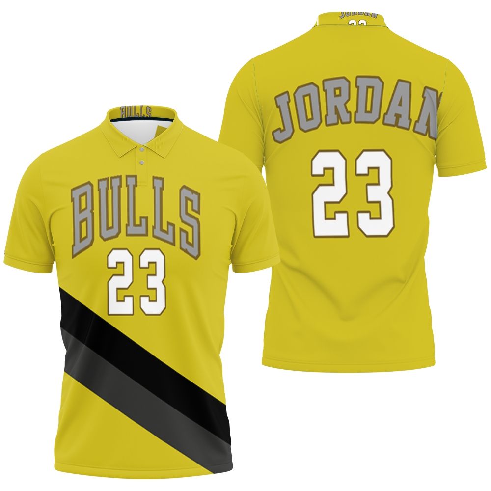 Design Chicago Bulls Michael Jordan 23 Nba Gold Jersey 3D All Over Print Polo Shirt