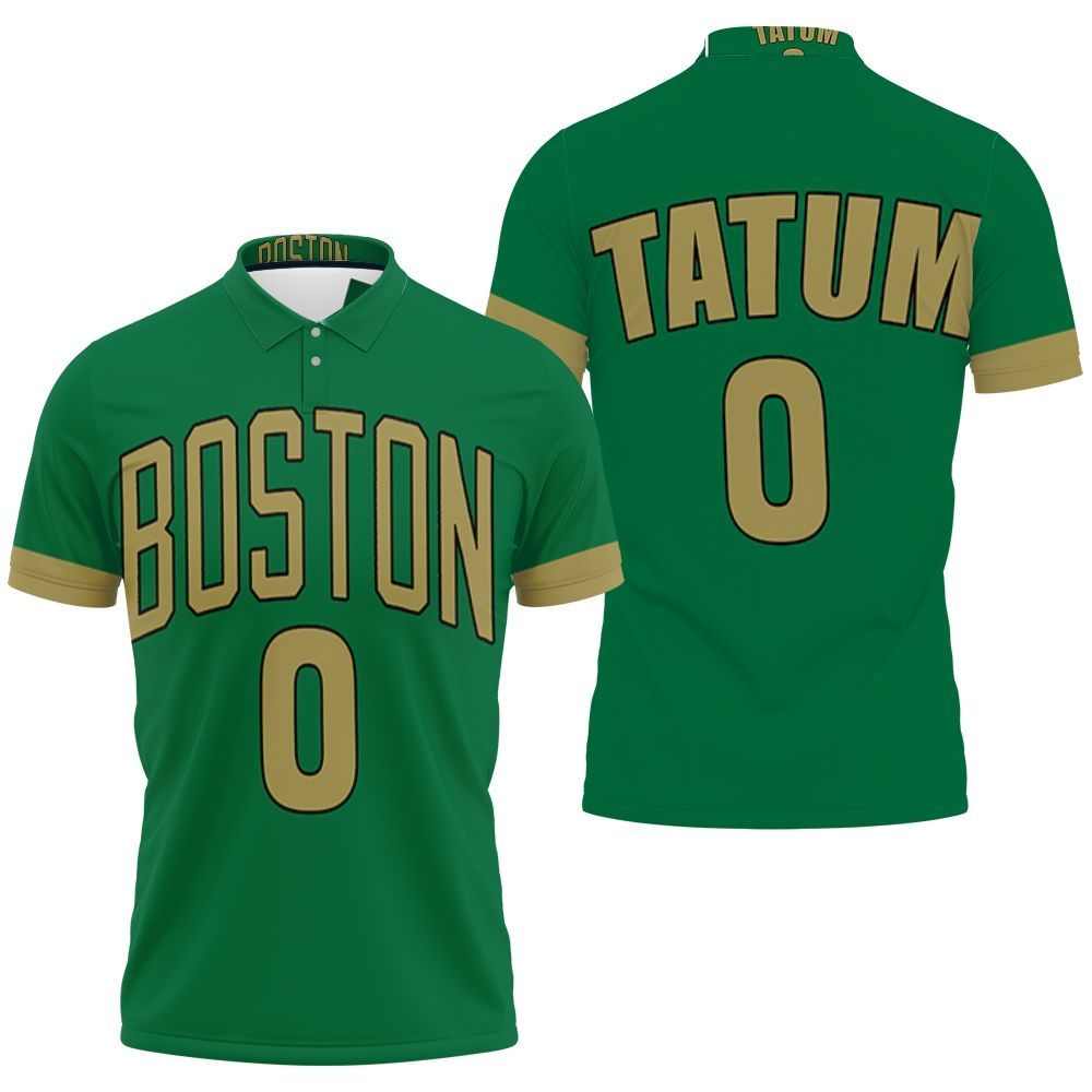 Jayson Tatum Boston Celtics Finished City Edition Kelly Green Jersey 3D All Over Print Polo Shirt