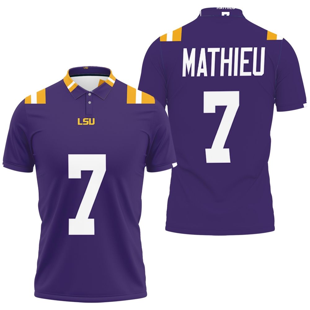 Lsu Tigers And Lady Tigers Lsu Tigers Tyrann Mathieu #7 College University Football Purple  Lsu Fans Polo Shirt