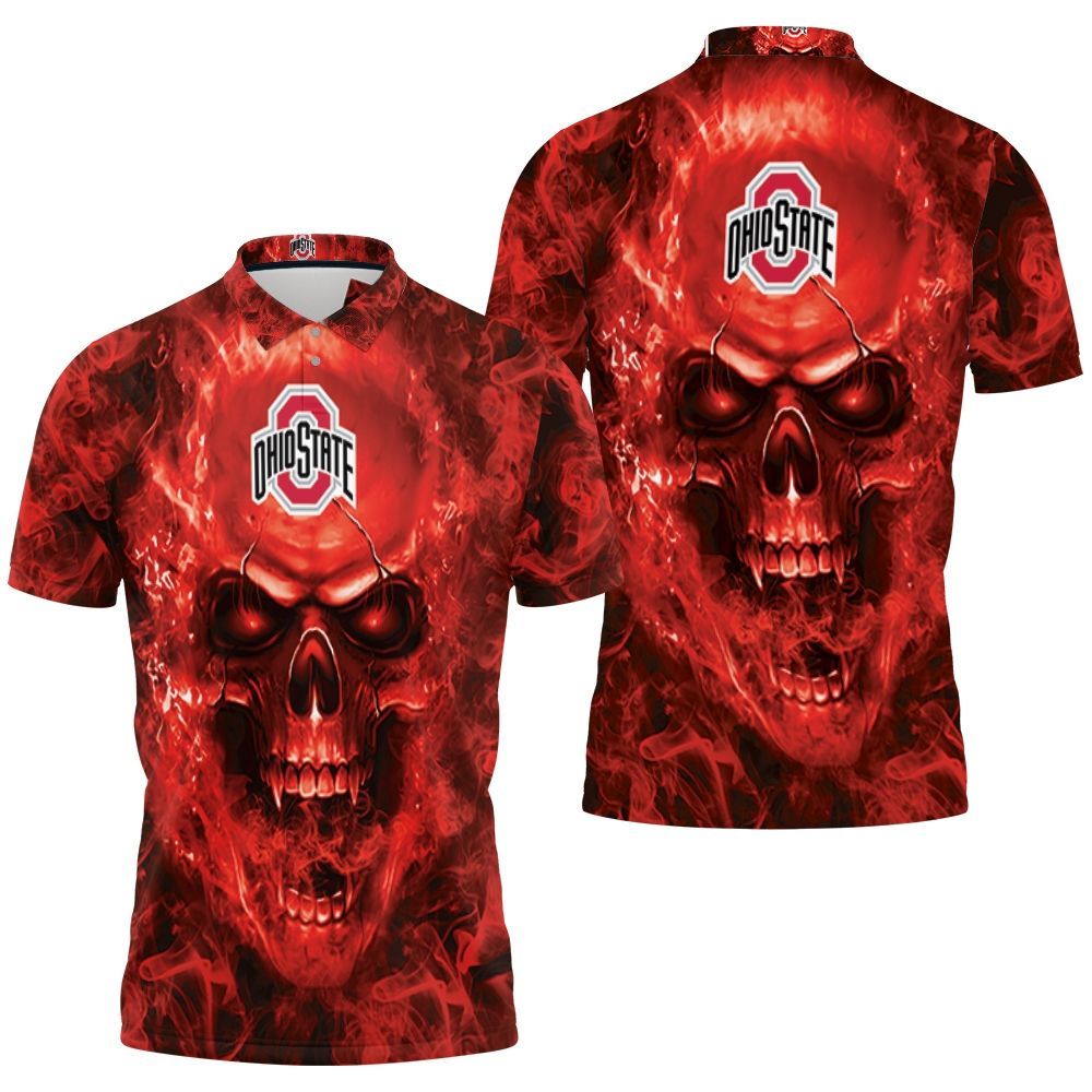 Ohio State Buckeyes Ncaa Fans Skull 3D All Over Print Polo Shirt