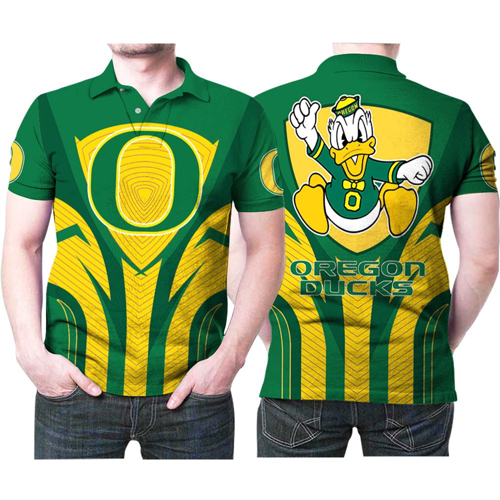 Oregon Ducks Mascot Logo  Printed Gift For Oregon Ducks Fan 3D All Over Print Polo Shirt