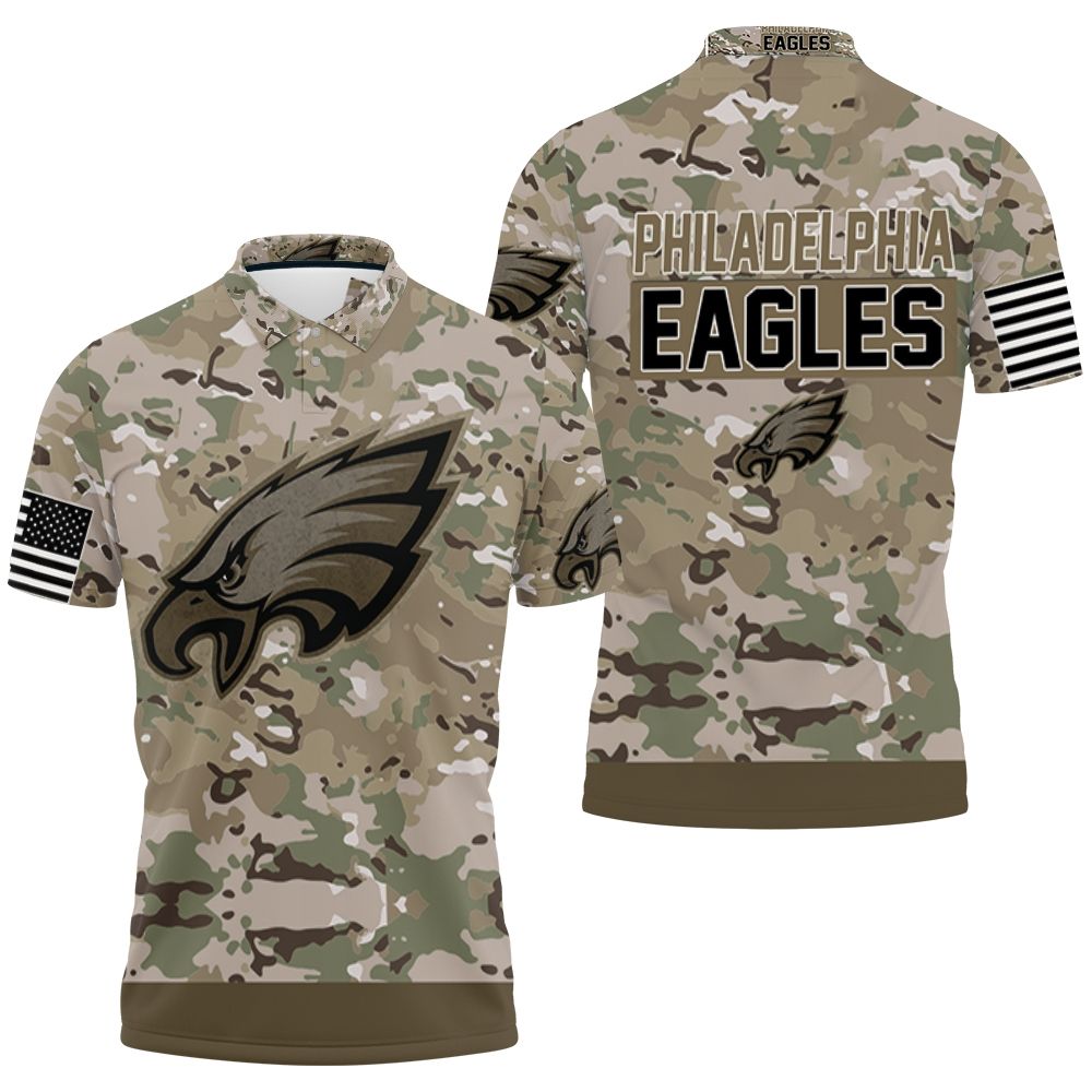 Philadelphia Eagles Camouflage Veteran 1 Personalized 3D All Over Print Polo Shirt