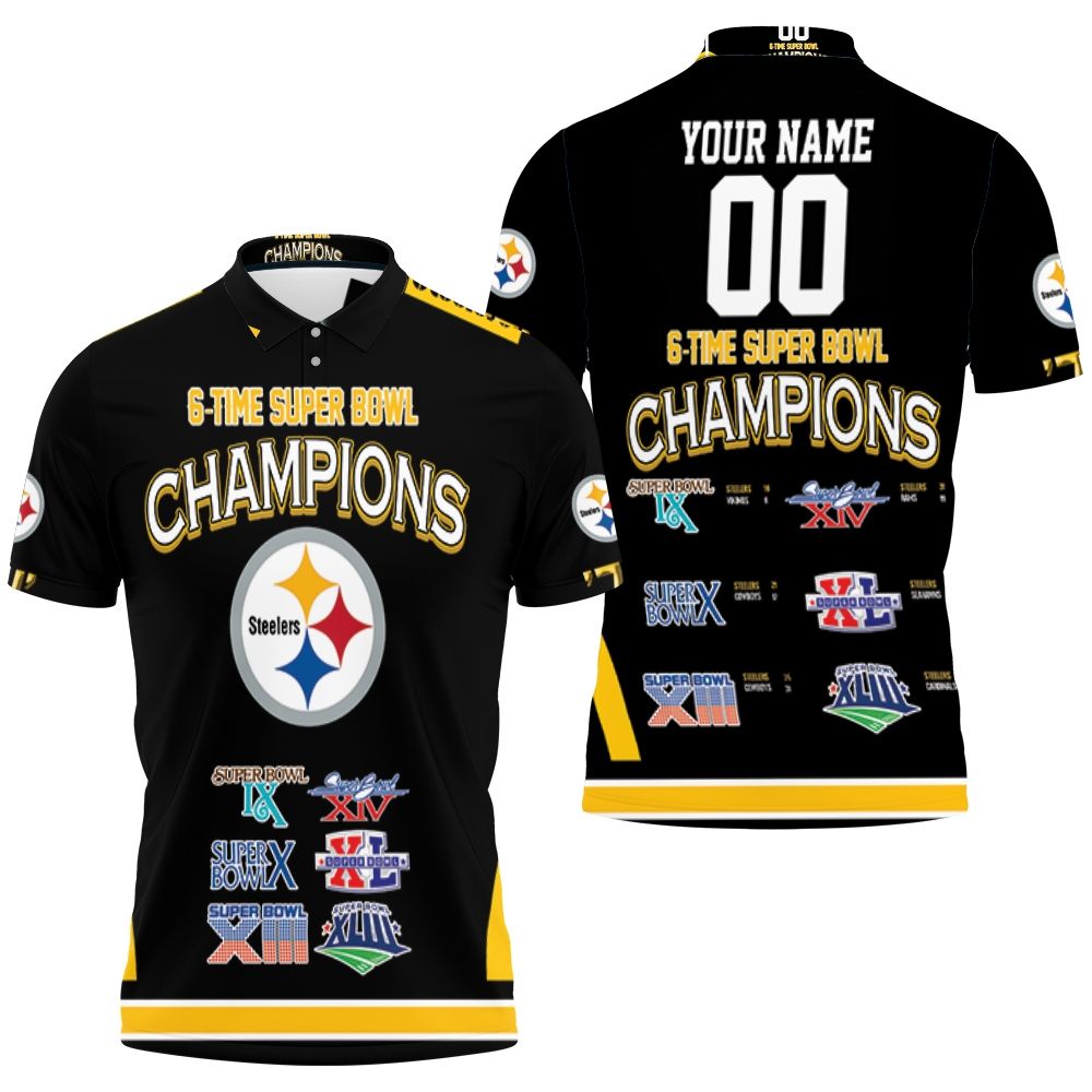 Pittsburgh Steelers 6-time Super Bowl Champions Personalized 3D All Over Print Polo Shirt