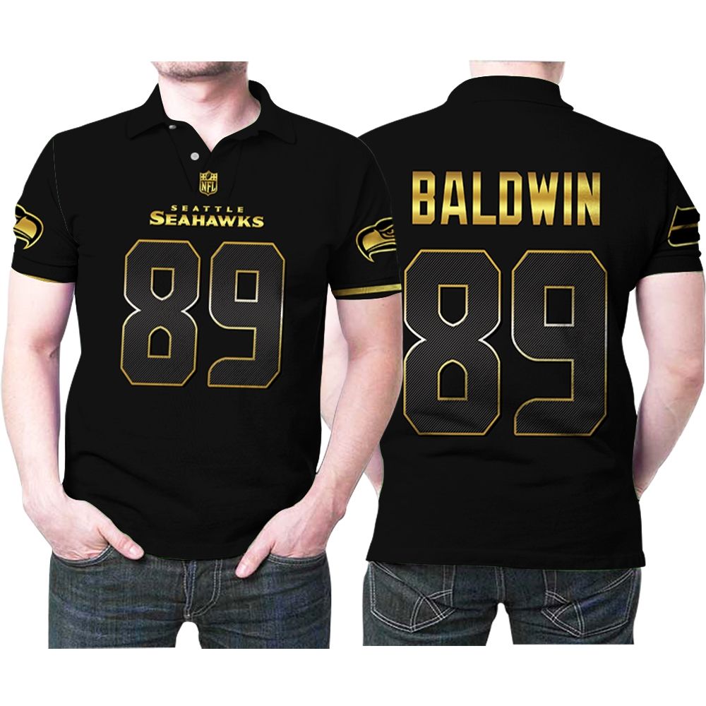Seattle Seahawks Doug Baldwin #89 Nfl American Football Team Black Golden Edition Polo Shirt Seattle Seahawks Doug Baldwin #89 Nfl American Football Team Black Golden Edition Polo Shirt