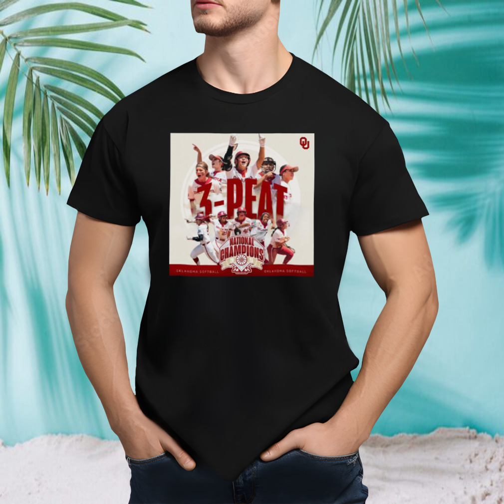 3 Peat 2023 National Champions Oklahoma Sooners Softball Shirt