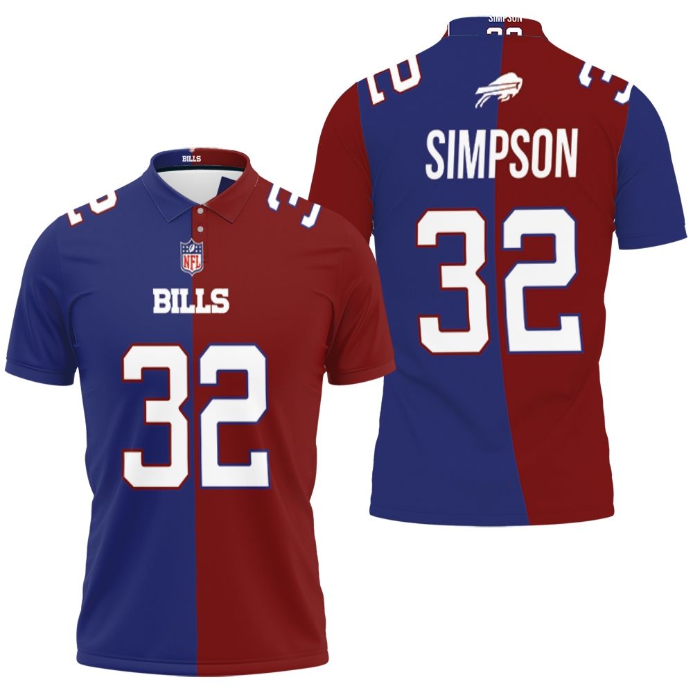 Art Buffalo Bills O. J. Simpson #32 Great Player Nfl Vapor Limited Royal Red Two Tone Jersey Style Polo Shirt