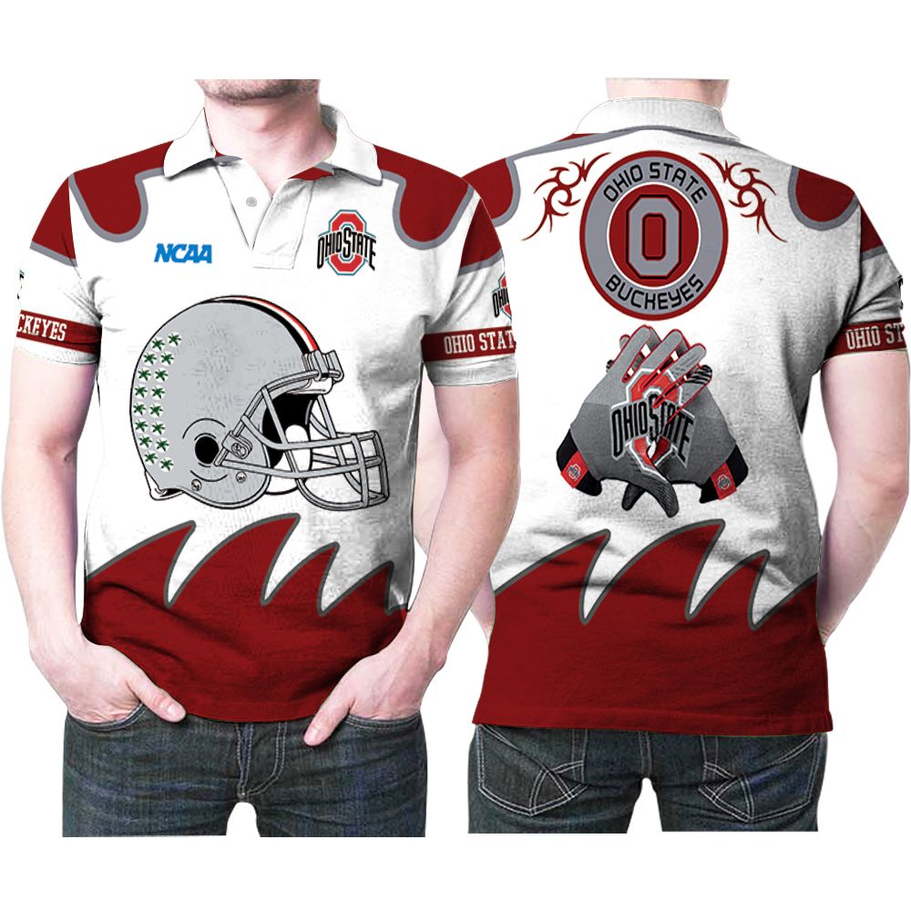 Art Ohio State Buckeyes Football University Team Logo 3D All Over Print Polo Shirt