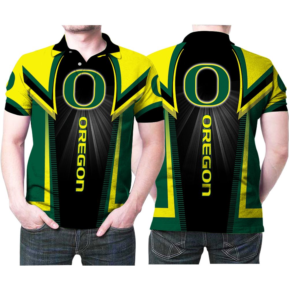 Art Oregon Ducks Bright Name Logo 3D All Over Print Polo Shirt