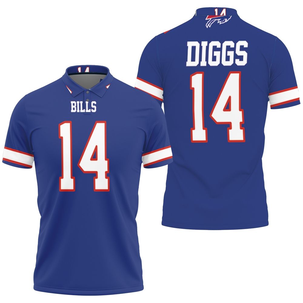 Buffalo Bill Stefon Diggs 14 2020 Nfl Blue Jersey Inspired Style 3D All Over Print Polo Shirt