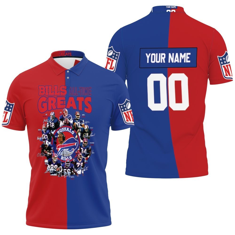 Buffalo Bills All Time Greats Players Of All Time Nfl Season Personalized 3D All Over Print Polo Shirt