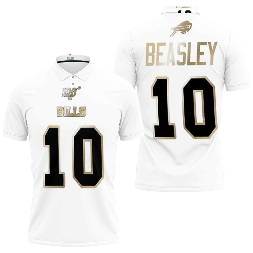 Buffalo Bills Cole Beasley #10 Nfl White 100th Season Golden Edition Jersey Style 3D All Over Print Polo Shirt