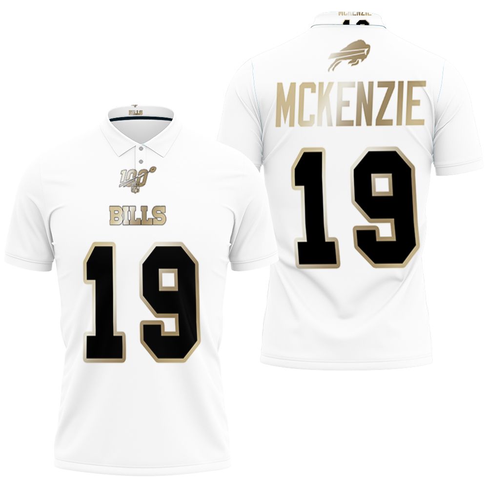 Buffalo Bills Isaiah Mckenzie #19 Nfl White 100th Season Golden Edition  Jersey Style 3D All Over Print Polo Shirt - Trend Tee Shirts Store