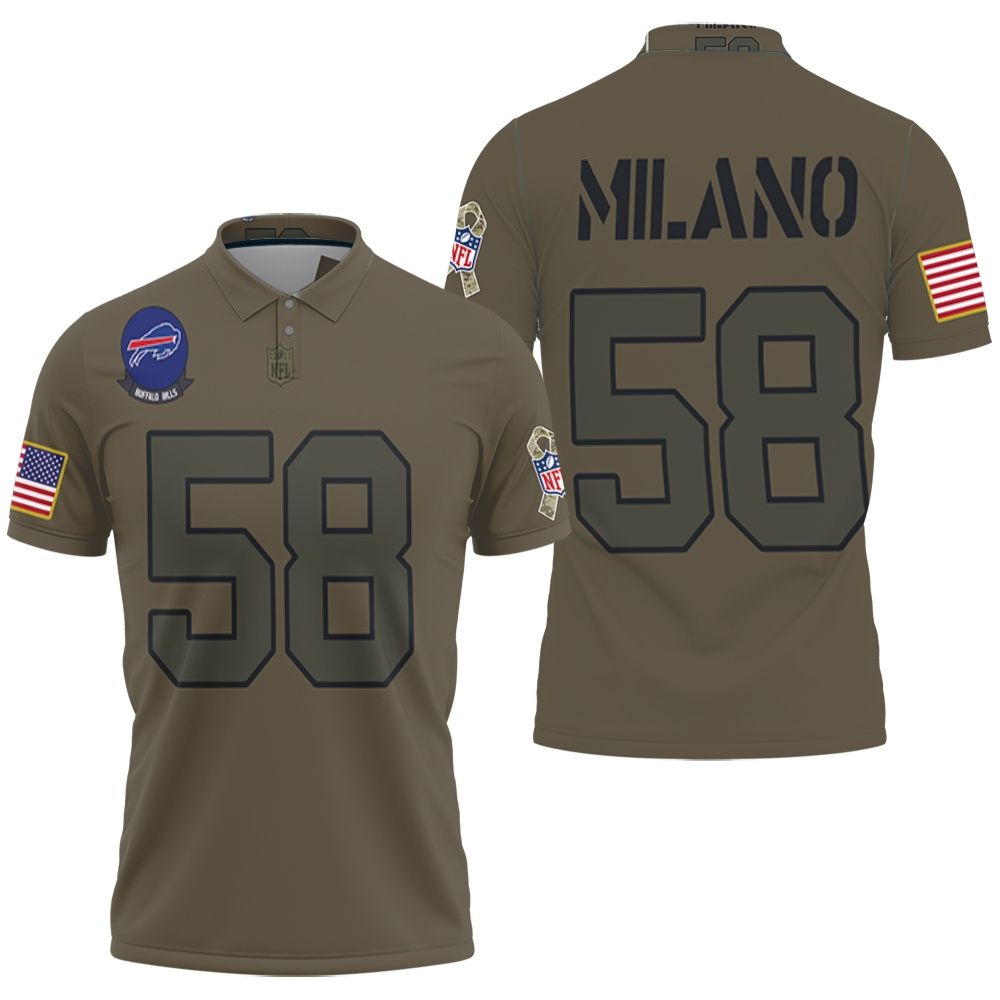 Buffalo Bills Matt Milano #58 Nfl Great Player Camo 2019 Salute To Service Custom  Bills Fans Polo Shirt