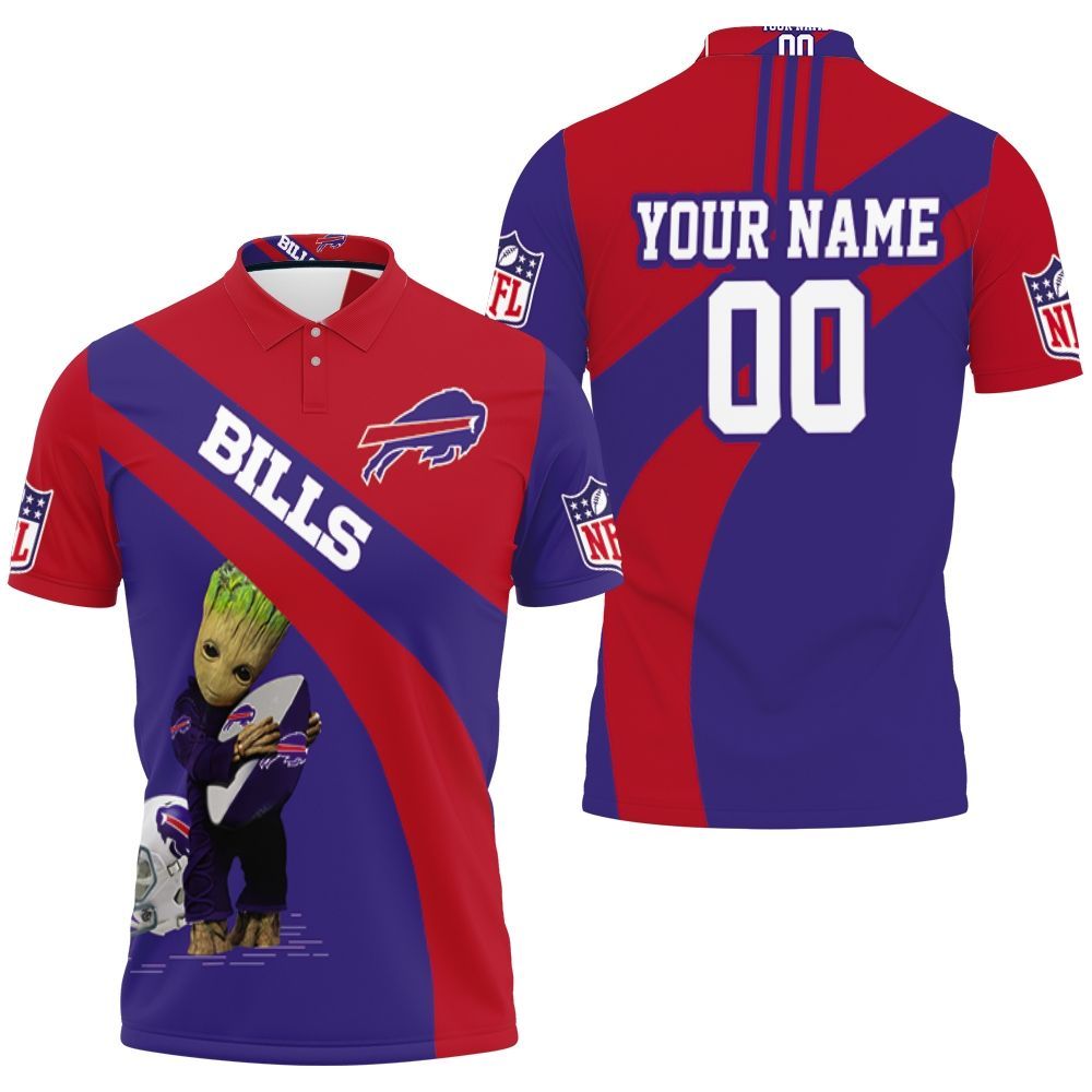 Buffalo Bills Nfl Groot Hugs Buffalo Bills Ball Nfl Season Personalized 3D All Over Print Polo Shirt