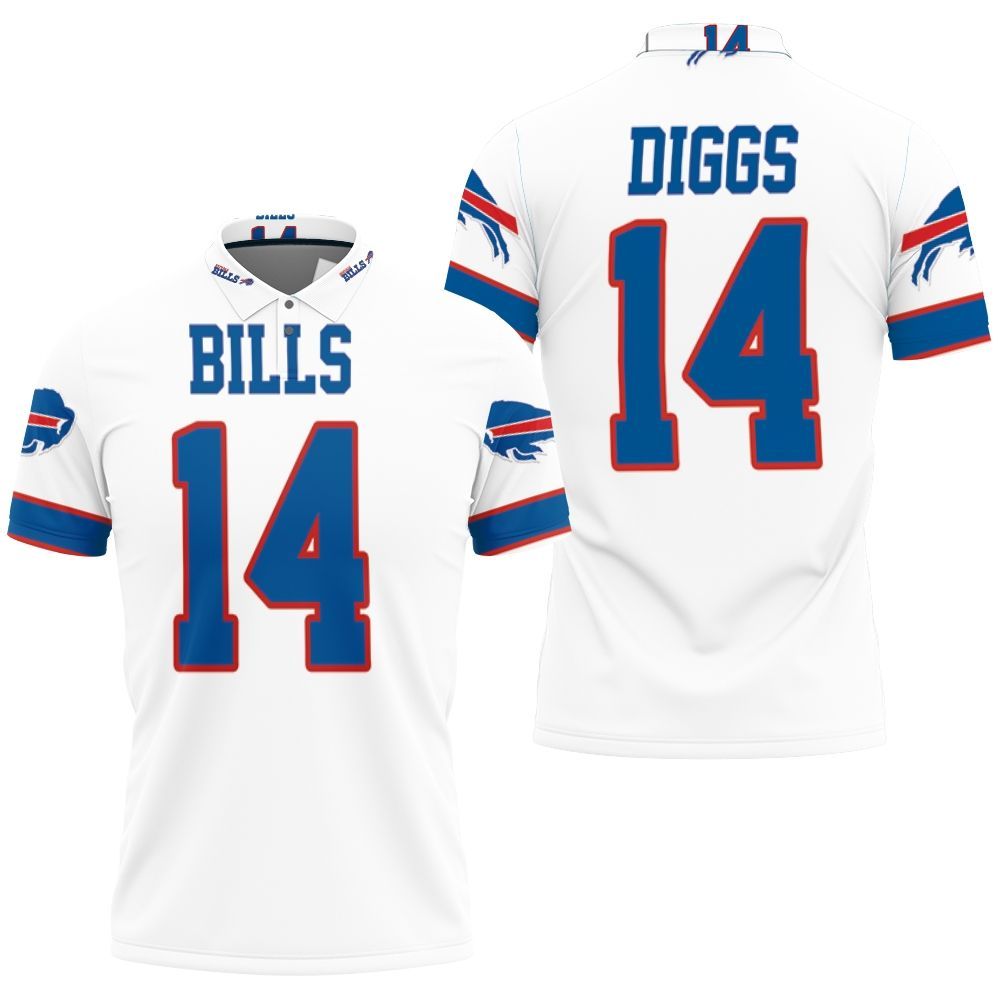 Buffalo Bills Stefon Diggs 14 White Jersey Inspired Style 3D All Over Print Polo Shirt