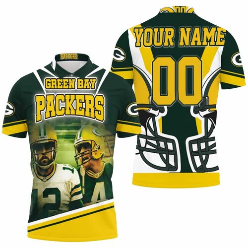 Green Bay Packers Aaron Rodgers 12 And Brett Favre 4 For Fans Personalized 3D All Over Print Polo Shirt