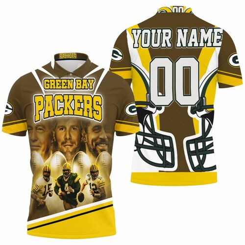 Green Bay Packers Qbs Bart Starr 15 Brett Favre 4 Aaron Rodgers 12 Poster For Fans Personalized Polo Shirt