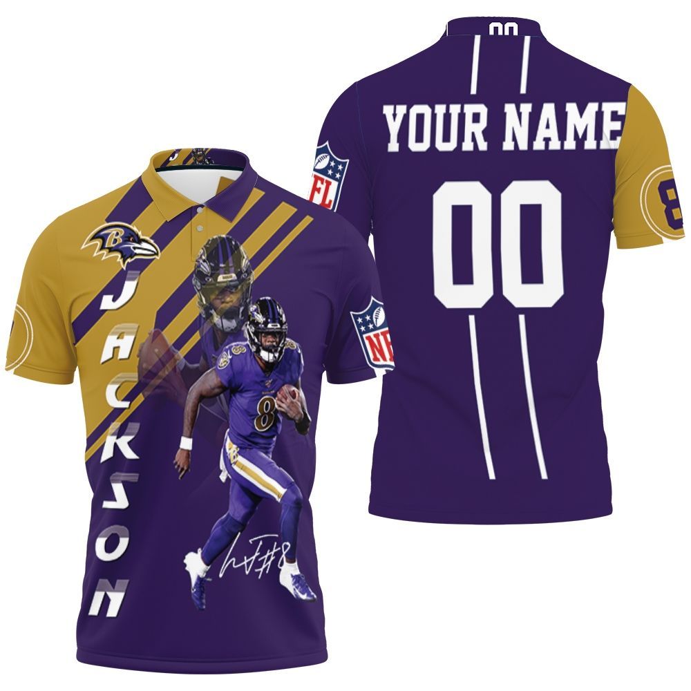 Lamar Jackson Baltimore Ravens Personalized 3D All Over Print Polo Shirt