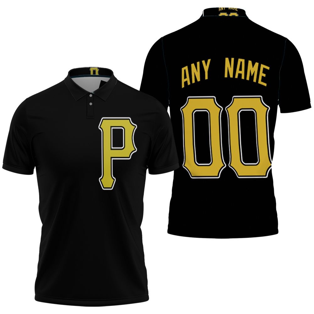 Pittsburgh Pirates Mlb Baseball Team Logo Majestic Custom Black Polo Shirt