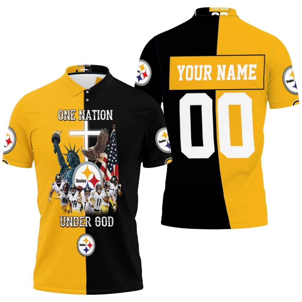 Pittsburgh Steelers One Nation Under God Great Players Team Nfl Personalized 3D All Over Print Polo Shirt