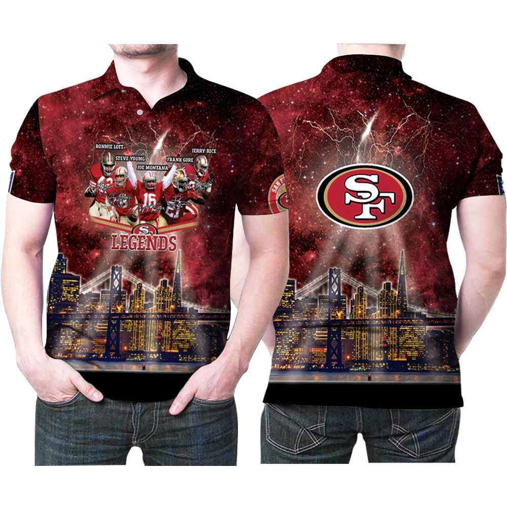 San Francisco 49ers 5 Legends In One Signatures 3D All Over Print Polo Shirt