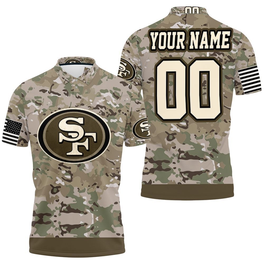 San Francisco 49ers Camouflage Veteran Personalized 3D All Over Print Polo Shirt