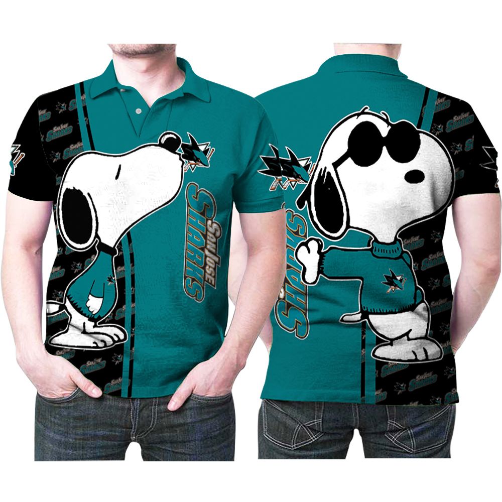 Snoopy Kiss San Jose Sharks Logo 3D All Over Print Polo Shirt