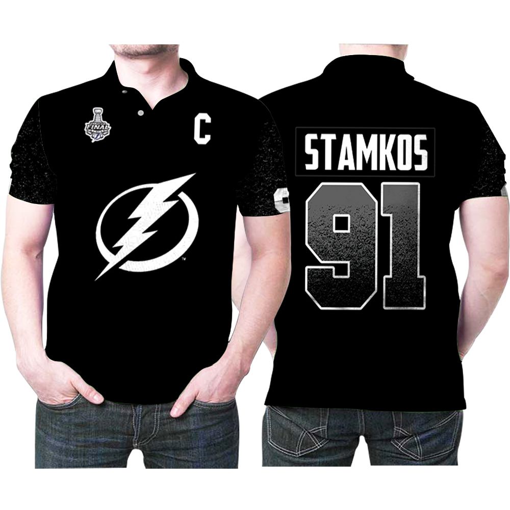 Tampa Bay Lightning Steven Stamkos 91 Great Player Nhl Ice Hockey Team Black Jersey Style Polo Shirt