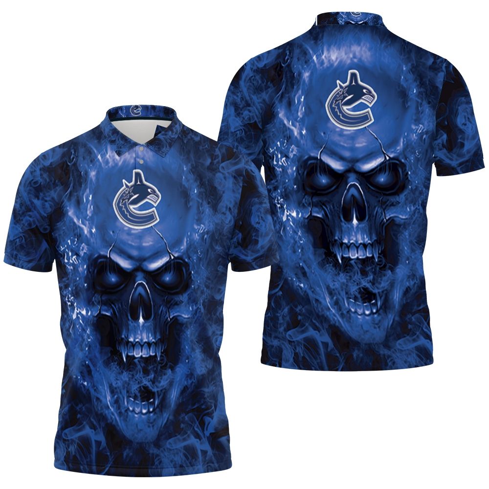 Vancouver Canucks Nhl Fans Skull 3D All Over Print Polo Shirt