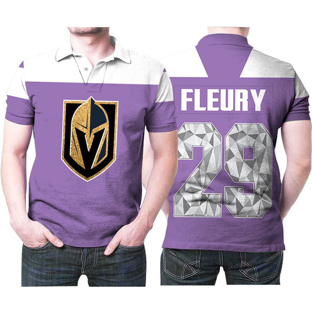 Vegas Golden Knights Marc-andre Fleury 29 Great Player Nhl Ice Hockey Purple Jersey Style Polo Shirt