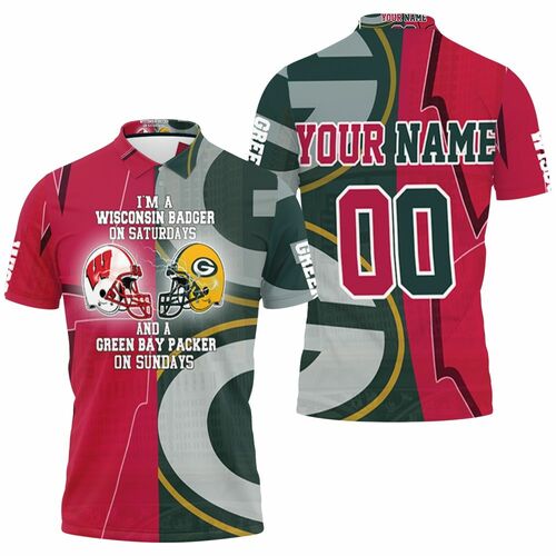 Wisconsin Badger On Saturdays And Green Bay Packer On Sundays Personalized 3D All Over Print Polo Shirt