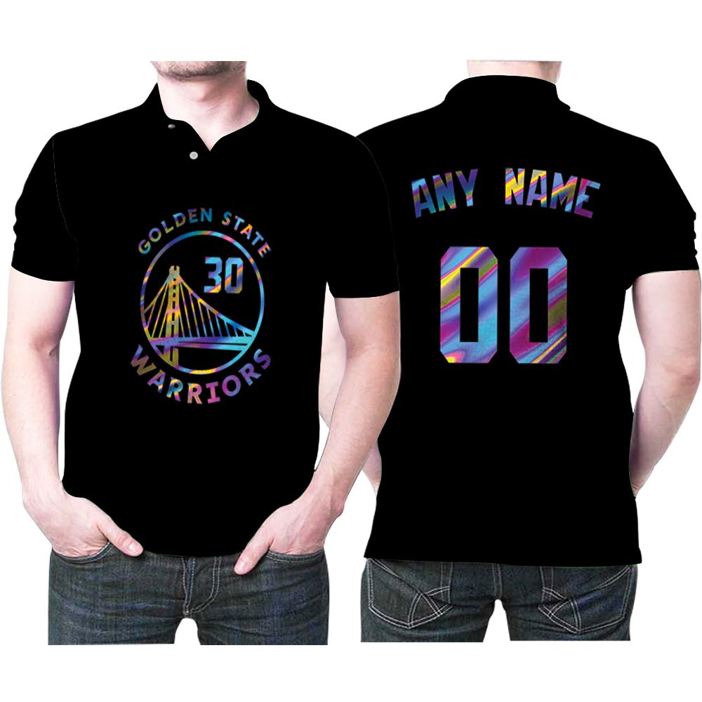 Personalized Golden State Warriors Anyname 00 Iridescent Black Jersey Inspired Style Polo Shirt Personalized Golden State Warriors Anyname 00 Iridescent Black Jersey Inspired Style Polo Shirt